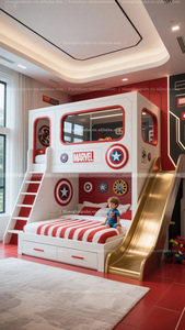 <span class=keywords><strong>Lit</strong></span> Mezzanine avec Toboggan, Lits Superposés pour Adolescents, Thème Anime Superman pour Garçons, <span class=keywords><strong>Lit</strong></span> Enfant Personnalisé : Bouclier de Héros - Product Image 2
