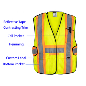 Logo personnalisé 5-Point Breakaway Lime Gilet de sécurité réfléchissant avec garniture contrastante - Product Image 2