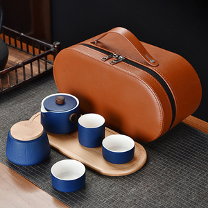 ชุดชาแบบพกพาใหม่ของขวัญสมาชิกชุดน้ำชาเซรามิกสำหรับการเดินทางและสำนักงานชุดน้ำชากังฟูถุงเก็บแบบพกพา - Product Image 3