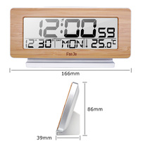 Réveil en bois thermomètre numérique décoration murale heure Date semaine moniteur de température diffuseur d'arôme sans fil avec horloge à bras