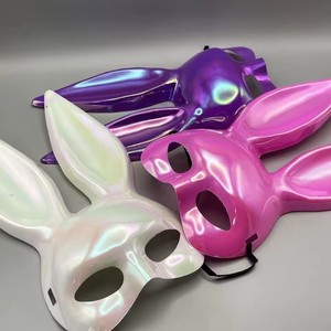Mascarada brillante Máscara <span class=keywords><strong>de</strong></span> conejo Orejas largas <span class=keywords><strong>Disfraz</strong></span> <span class=keywords><strong>de</strong></span> <span class=keywords><strong>mujer</strong></span> <span class=keywords><strong>para</strong></span> fiesta Bola Rosa Púrpura Blanco - Product Image 2