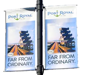 Banderas y pancartas de publicidad al aire libre, impresión personalizada grande, poste de luz de calle de doble cara, cartel de bandera