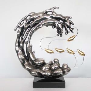 פסל שרף תלת מימדי עמיד למים, אומנות פנים, דקורציה לשולחן עבודה, קישוטי שרף בהתאמה אישית של היצרן, דגים ומים, הרמוניה. - Product Image 4