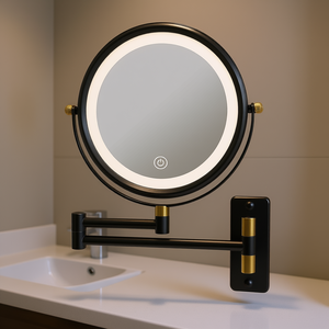 Espejo de Vanidad LED de Pared Db, Espejo de Baño Moderno Redondo Negro y Dorado de 8.6 Pulgadas con Giro de 360 Grados - Product Image 2