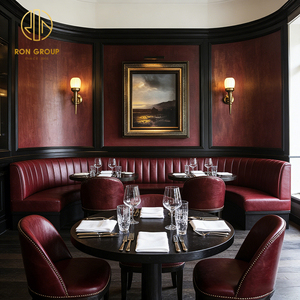 Juego de Mesa y Sillas Redondas de Piedra para Cafetería de Lujo, Sofá de Cuero, Asientos de Banqueta, Muebles para Cafetería, Restaurante y Hotel - Product Image 2
