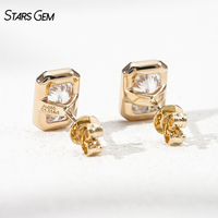 Pendientes de diamantes cultivados en laboratorio con corte radiante de 2.0 quilates, engastados en bisel, de oro macizo de 14k, con certificado IGI de Starsgem.