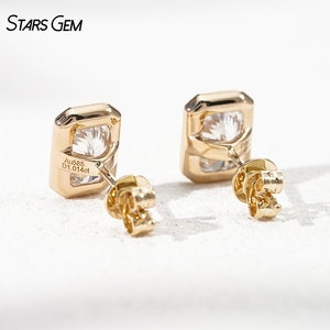 Starsgem IGI certificate 14k solid gold Bezel Set 2.0ct Radiant Cut Lab Grown Diamond <b>Stud</b> <b>Earrings</b> - Product Image 2
