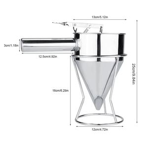 Distributeur de pâte à crêpes en acier inoxydable avec support et plaque chauffante, capacité de 600 ml, compatible lave-vaisselle, finition miroir - Product Image 2