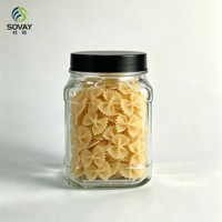 Stoples Kaca Persegi Transparan 700ml, Wadah Penyimpanan Makanan untuk Kacang, Teh, Marmalade Buatan Sendiri, Persediaan Grosir