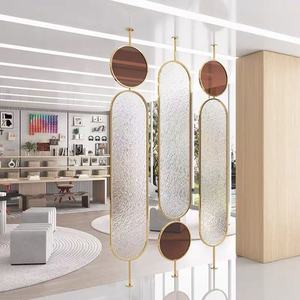 Cloison décorative autoportante en verre ondulé ovale à support fixe pour projets intérieurs commerciaux et villas - Product Image 4