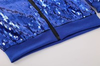 Usine Personnaliser En Gros Toutes Les Conceptions Des Équipes De Football NFLW Logo Rouge Bleu Paillettes Bling Veste Chemise