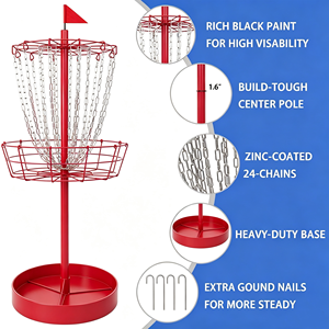 Cestino per <span class=keywords><strong>Golf</strong></span> Robusto Rosso con Telaio in Acciaio Rinforzato, Diametro 64cm, Ausilio Portatile per l'Allenamento - Product Image 3