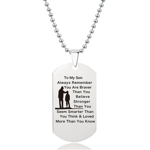 Customized Personalized Double Sided Pendant Chain Keychain Hiphop Laser Engraved logo Text for Men's Necklaces Anniversary <strong>Gift</strong> - Product Image 6
