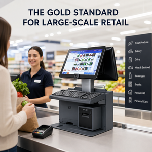 Heavy Duty 15.6" Dual Screen POS Workstation 80mm Auto Cutter <b>Printer</b> for Chain Supermarket Hypermarket Shopping Complex - Product Image 5