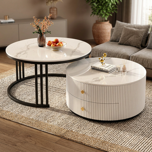 Table basse moderne avec grand rangement pour salon, style minimaliste nordique, combinaison personnalisable, couleur au choix - Product Image 1