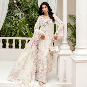 Dhwaja Export - Ensemble semi-couturié en mousseline avec broderie et travail de sequins - Product Image 1