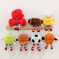 Ensemble de peluches de ballons de sport mignons - Adorables jouets en peluche de football, de soccer et de volley-ball, mini porte-clés de ballon de sport de dessin animé