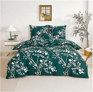 Ensemble de couette King Size toutes saisons Green Boho Floral 200TC en coton écologique lavable pour la maison et le lit EU - Product Image 1