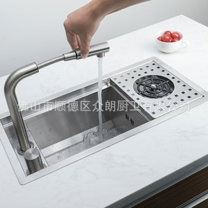Fregadero de Cocina Moderno de Acero Inoxidable 304, Color Gris Negro Nano, Fregadero Empotrado de un Solo Tazón - Product Image 5