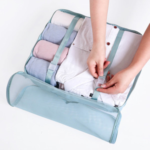 Ensemble de 6 sacs de rangement de voyage, organisateur de vêtements rectangulaire gris, rose, bleu marine, voyage de loisirs - Product Image 5