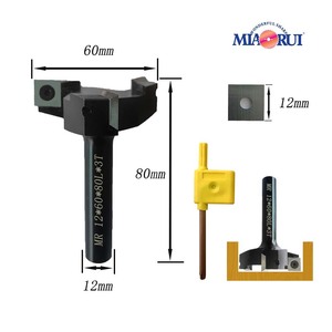 Miaorui 12*60 * 80L * 3T Inserto de carburo Broca de fresado de borde de ranura Fresa de extremo frontal CNC Spoilboard Surfacing <span class=keywords><strong>Router</strong></span> <span class=keywords><strong>Bit</strong></span> OEM - Product Image 2