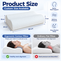 Oreiller ergonomique en mousse à mémoire de forme respirante avec soutien cervical en forme de B et housse amovible