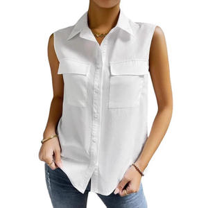 Camisa <span class=keywords><strong>de</strong></span> solapa sin mangas <span class=keywords><strong>de</strong></span> verano 2025 para <span class=keywords><strong>mujer</strong></span>, <span class=keywords><strong>Lino</strong></span> <span class=keywords><strong>de</strong></span> algodón <span class=keywords><strong>de</strong></span> estilo europeo americano para <span class=keywords><strong>Amazon</strong></span>, bolsillo doble transfronterizo para oficina - Product Image 5
