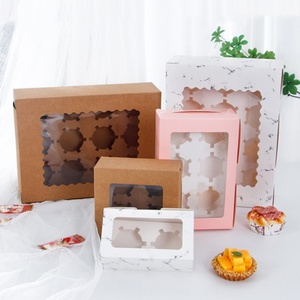Caja portacupcakes desechable a <span class=keywords><strong>precio</strong></span> de fábrica, contenedor de papel para muffins con ventana transparente, para suministro de cafeterías y tiendas de postres - Product Image 4
