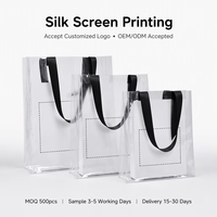 Sac fourre-tout transparent en PVC sur mesure avec logo imprimé pour une utilisation promotionnelle en matière de mode, réutilisable, commandes en gros