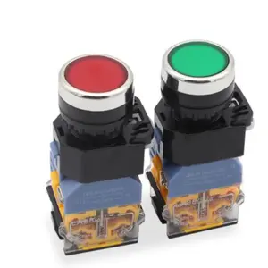 19mm 22MM self-reset flat head push button switch 10A Push Button Circular Automatic reset Start self-locking switch