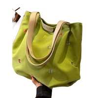 Sac fourre-tout en toile grande capacité pour femme, nouvelle collection 2025, tendance, avec lettres brodées, fermeture éclair, idéal pour étudiante, loisirs et voyage