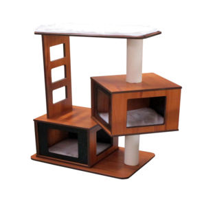 Kayu Hitam padat Maine Coon Kawaii pohon kucing XL pengikis kucing dengan bahan Sisal desain kecil - Product Image 4