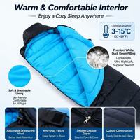 Sac de couchage confortable de type momie en nylon blanc 90% pour adultes, camping en plein air, portable, chaud, hiver, ultraléger, par temps froid