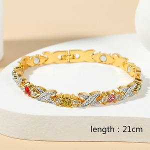 Women's Two-Tone Diamond <b>Bracelet</b> Zinc Alloy Magnetic Jewelry Gift Fashion Beaded <b>Bracelets</b> - Product Image 2