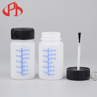 Botol Plastik Kosong 50Ml Aplikator Kuas Tutup Seni Kerajinan Cat Toples Wadah 2OZ
