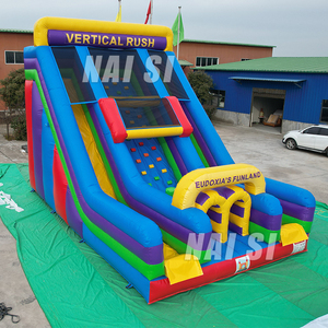 Tobogán inflable comercial para escalada en roca extrema, parque de atracciones, escalada en roca con toboganes dobles, toboganes secos para niños y adultos - Product Image 4