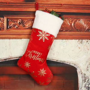 Chaussette de Noël en velours personnalisée de 19 pouces avec estampage doré, grand sac à bonbons, sac cadeau, décoration de la maison - Product Image 5