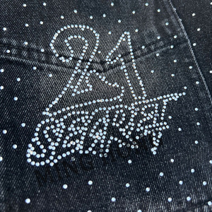 กางเกงยีนส์ขาสั้นผ้าเดนิมหลากสีสำหรับผู้ชายสไตล์สตรีทลายพลอยเทียมตามสั่ง - Product Image 6