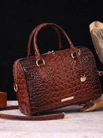Sacs à main Boston en cuir de crocodile pour femmes, sacs bandoulière élégants pour femmes, sacs fourre-tout tendance grande capacité avec bandoulière