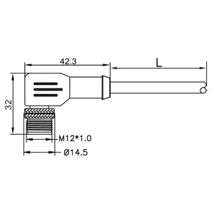 Harga grosir IP68 kabel pria tahan air sudut kanan dengan 3/4/5 pin PUV/PUR bahan dalam abu-abu/hitam koneksi andal