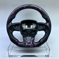 Volant personnalisé en fibre de carbone forgée pour Dodge SRT RT Charger Challenger Hellcat Durange 392 Scat Pack en cuir noir