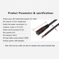 Cantwell – câble d'alimentation en queue de cochon, haute qualité, 5.5x2.1mm, Jack femelle à extrémité ouverte, 5V, 2 cœurs, Extension de prise 5521, 12v DC
