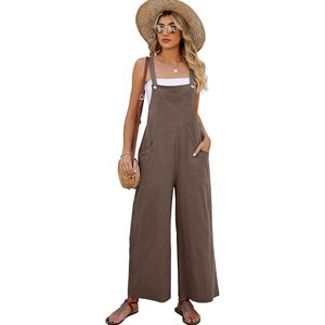 Overol de Algodón para Mujer FOXA, Corte Holgado, Pierna Ancha, con Bolsillos, Ropa Casual - Product Image 1