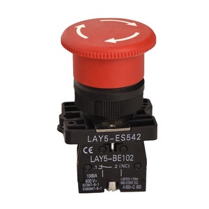 Tombol Tekan Darurat LAY5-ES542 40mm Putar untuk Melepaskan, Tipe Jamur, Plastik & Logam, 220V 10A IP54 2NO - Product Image 1