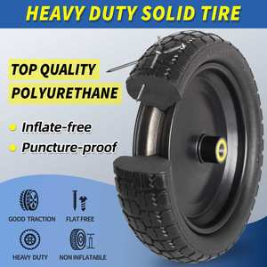 Nouveau 13 "PU mousse caoutchouc plat roue solide brouette Gorilla Wagon chariot roue 5/<span class=keywords><strong>8</strong></span>" essieu alésage trou 2.2 "moyeu décalé 100kg de charge - Product Image 4