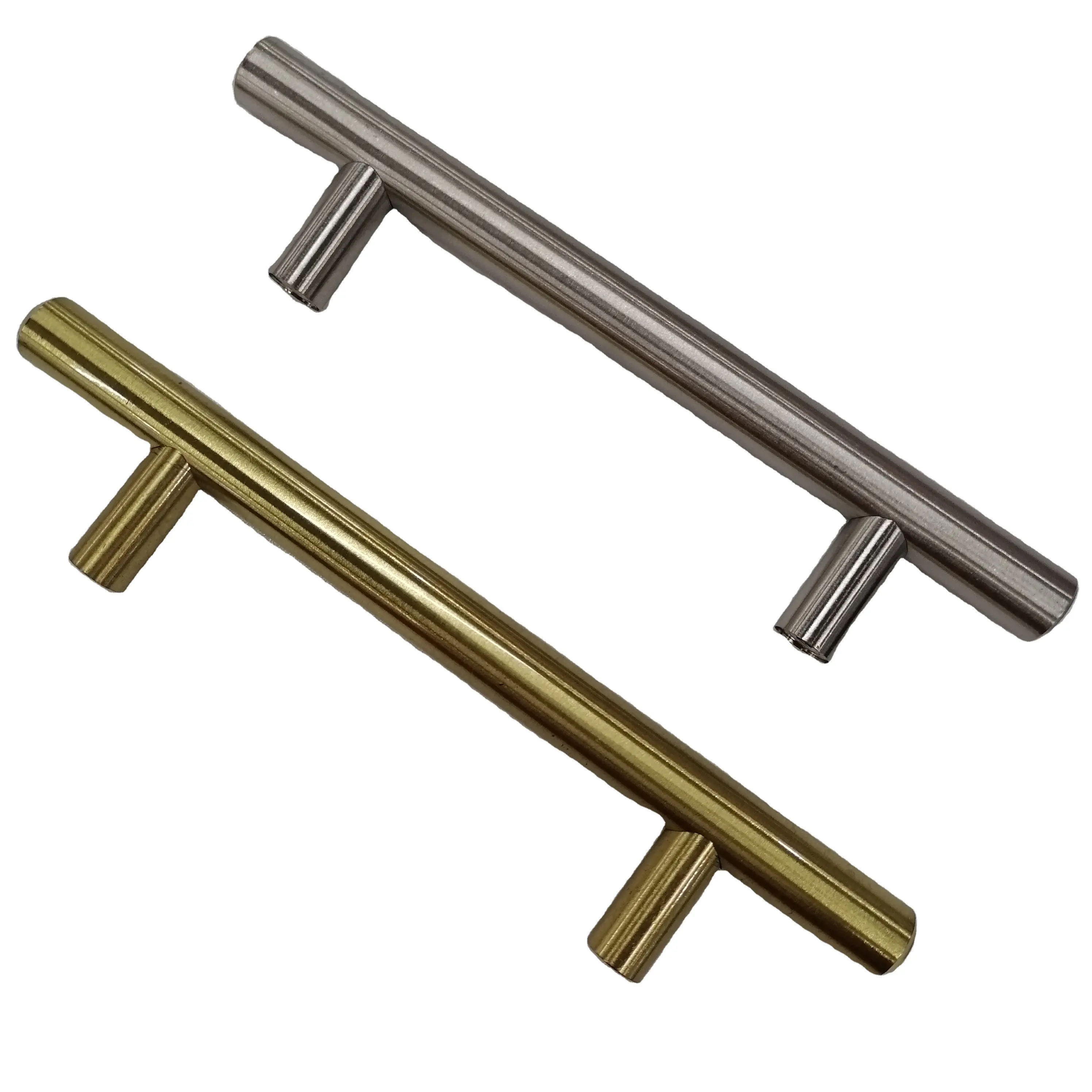 आधुनिक न्यूनतम गोलाकार ठोस टी-आकार का स्टेनलेस स्टील सोना अलमारी कैबिनेट दराज दरवाज़े का हैंडल