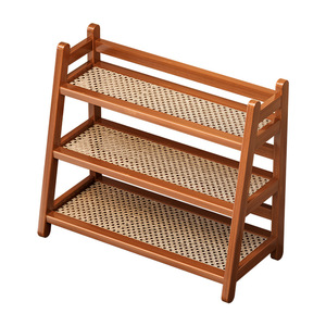 Rattan Desktop Shelf 2 Tier Storage Rack For Teacups Mugs Figurines Office Organizer Durable Rectangle Standing Type - Product Image 5