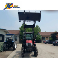 JIULIN Offre Spéciale tracteur agricole 4WD 4 en 1 chargeur frontal godet avec lame de bulldozer PTO Connect rétrocaveuse 40hp 50hp 55hp