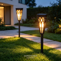 Lampe solaire étanche de style torche à piquet avec effet flamme pour jardin et extérieur, en PC et aluminium