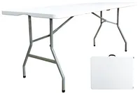 Ensemble de table et de chaises pliantes en plastique HDPE de qualité supérieure pour l'extérieur, 6 pieds/8 pieds, avec cadre en métal, pour les fêtes, les mariages, les événements de jardin
